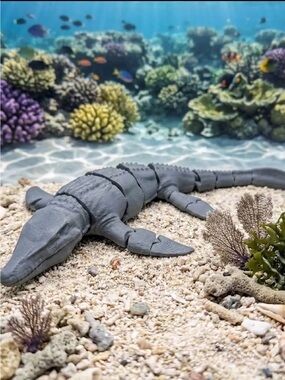 Generic Gray Reptile Ornament for Terrarium - Gray Alligator Decoration